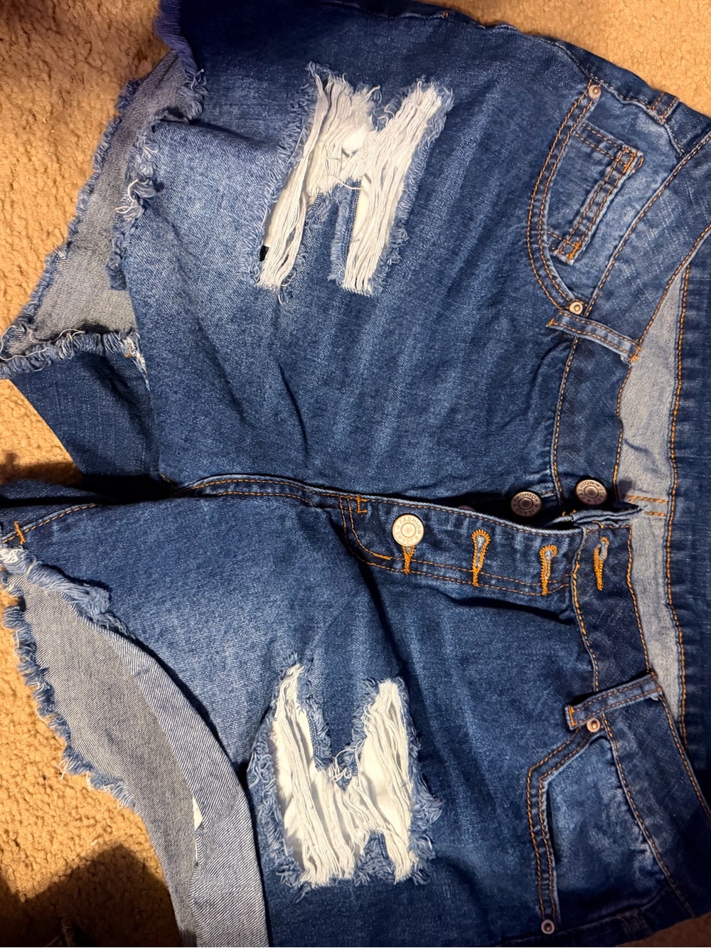 Amazon Women's High-Waist Distressed Denim Shorts - Blue